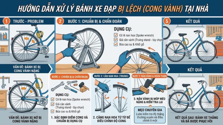 Nguyên nhân bánh xe đạp bị lệch và cách xử lý đúng chuẩn 3 cách sử lý tại nhà