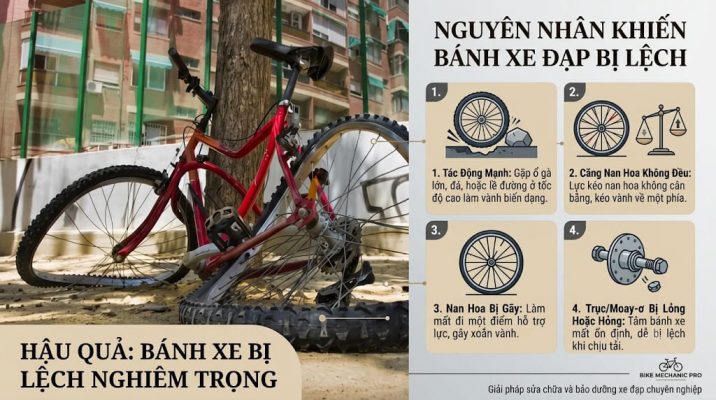 Nguyên nhân bánh xe đạp bị lệch và cách xử lý đúng chuẩn 2 nguyên nhân bánh lệch